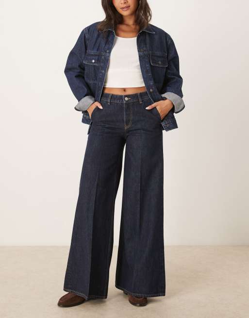 JJXX Palermo loose jeans with seam detailing in dark blue