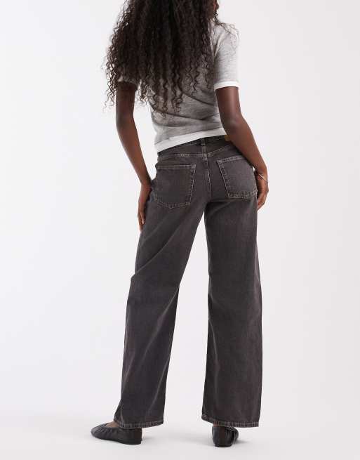 JJXX Palermo wide fit lavtaljede jeans i vasket sort, 3 af 5