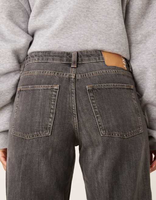 JJXX Palermo wide fit low rise jeans in dark grey wash, 4 of 5