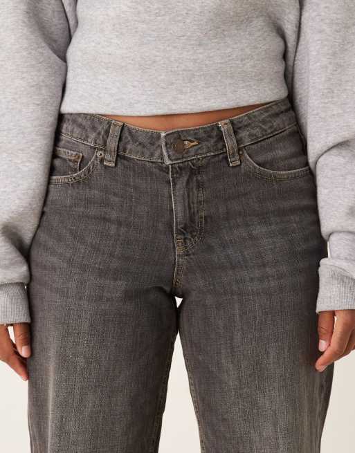 JJXX Palermo wide fit low rise jeans in dark grey wash, 5 of 5