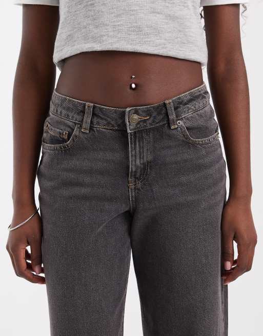 JJXX Palermo wide fit low rise jeans in washed black, 4 of 5
