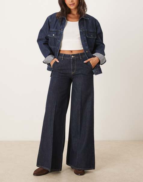 JJXX Palma loose jeans with seam detail in dark blue