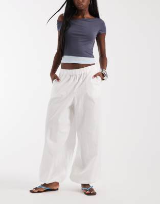 Pantalon bouffant en coton - Blanc M L32