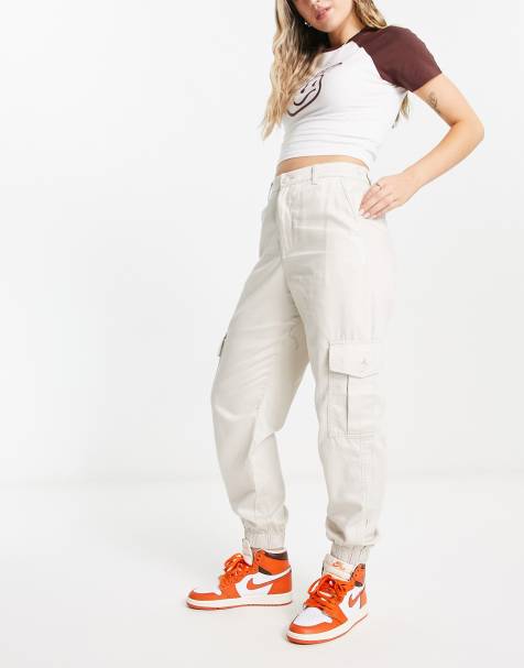 Pantalon cargo ample pour femme - Pantalon cargo Y2K - Taille haute -  Pantalon cargo - Pantalon cargo hip hop (taille : M, couleur : blanc cassé)