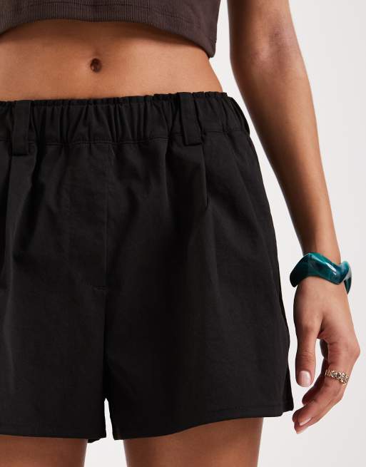 JJXX - Pantaloncini in twill neri con vita elasticizzata, 3 di 5