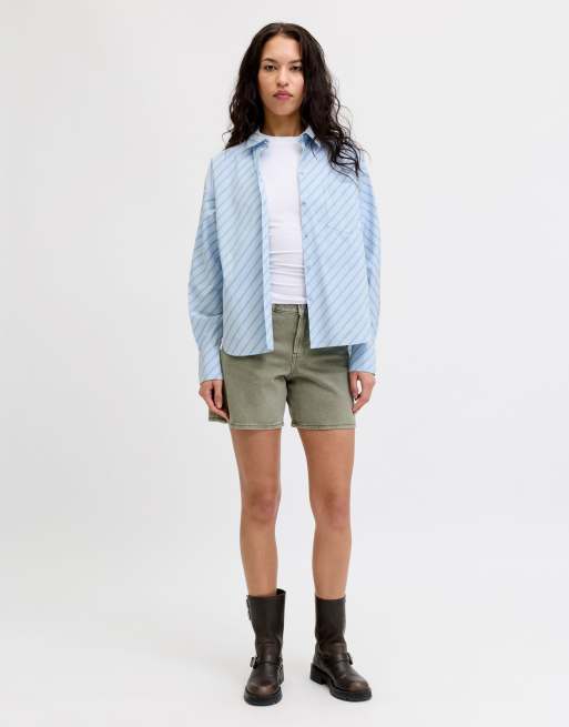 JJXX - Pantalones cortos vaqueros verde oliva empolvado, 3 de 7