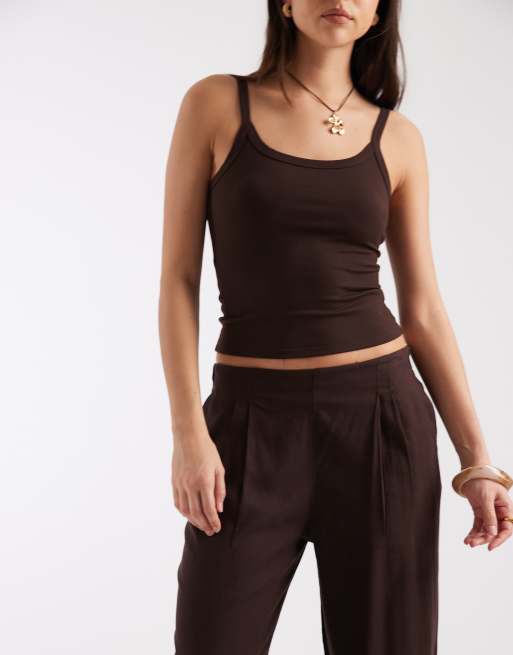 JJXX - Pantalones marrones de mezcla de lino, 4 de 5