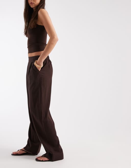 JJXX - Pantalones marrones de mezcla de lino, 5 de 5