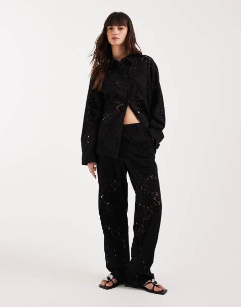 JJXX - Pantaloni in pizzo nero in coordinato - view 1