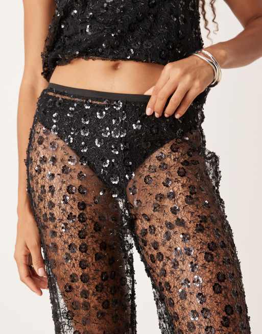 JJXX - Pantaloni neri con paillettes in coordinato, 2 di 5