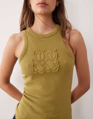 Jjxx Patch Ribbed Tank Top In Green