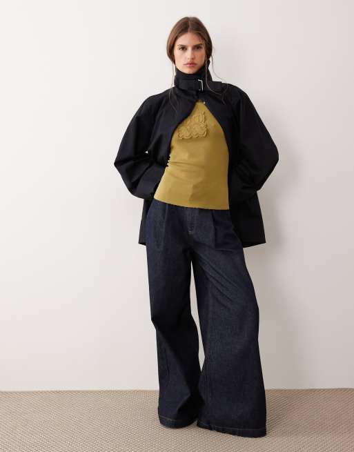 JJXX patch ribbed tank top in green | ASOS