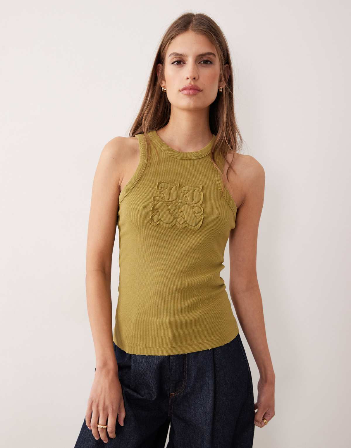 JJXX patch ribbed vest in green