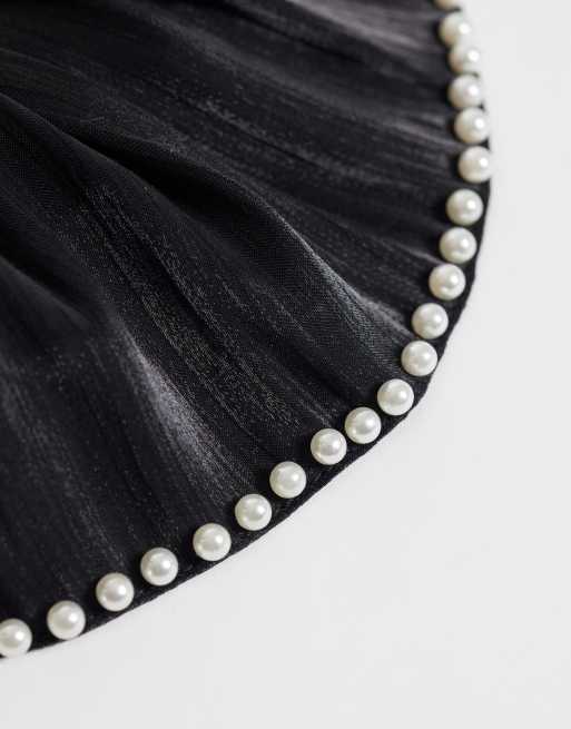 JJXX pearl scrunchie in black, 2 of 3