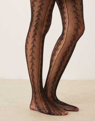 JJXX pelerine lace tights in black