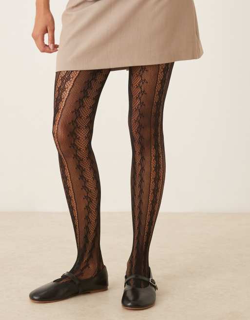 JJXX pelerine lace tights in black, 3 of 3