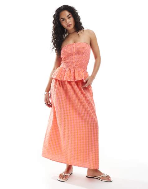 JJXX pink orange check set - view 1