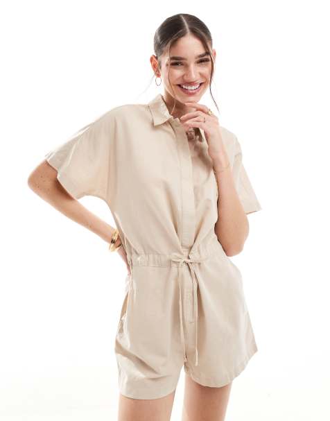 JJXX – Playsuit aus Leinen in Beige - view 1