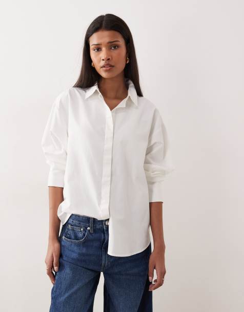 JJXX poplin long sleeve shirt in white - view 1