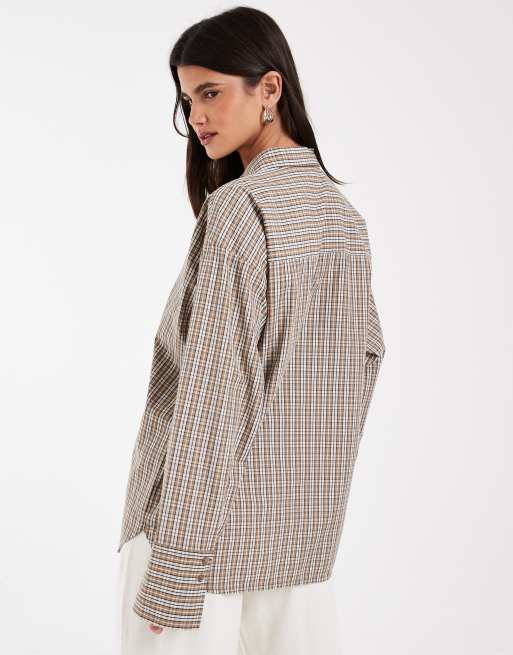 JJXX poplin overhemd met beige ruit, 2 van 4