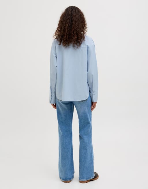 JJXX Poplin shirt in skyway 2, 2 of 7