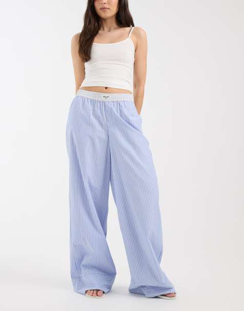 JJXX poplin stripe pants in blue - view 1