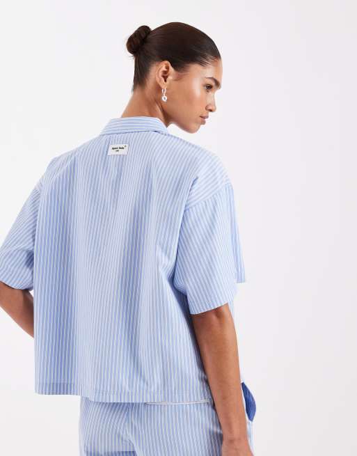 JJXX poplin stripe shirt in blue (Part of a set), 3 of 4