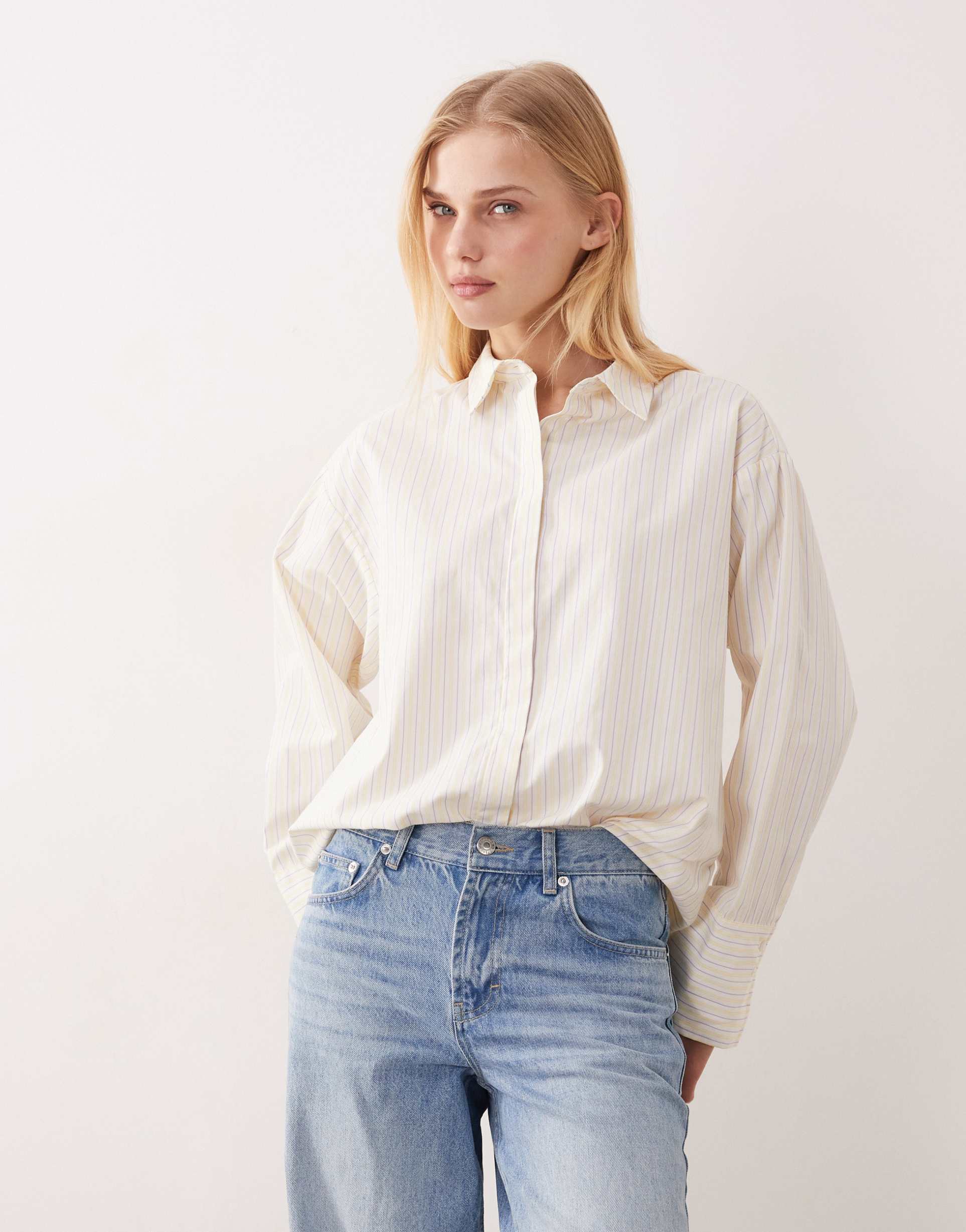 jjxx poplin stripe shirt in yellow
