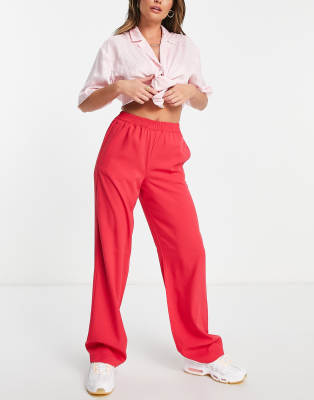 JJXX Poppy tailored dad pants in bright red