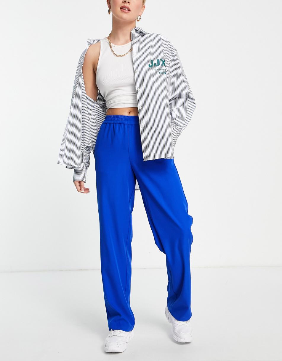 JJXX Poppy tailored dad trousers in bright blue