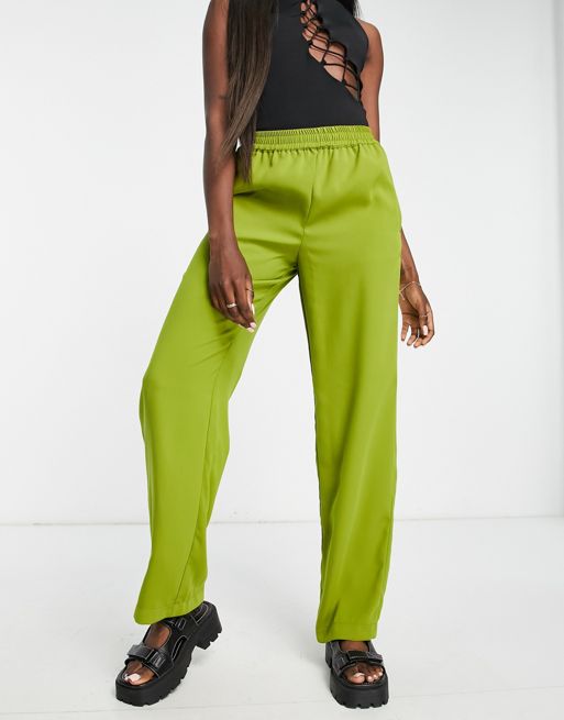 JJXX Poppy tailored dad trousers in lime green | ASOS