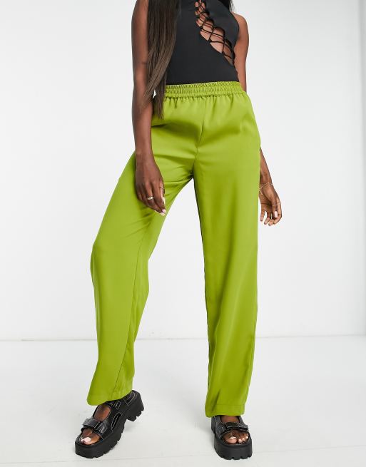 JJXX Poppy tailored dad trousers in lime green | ASOS