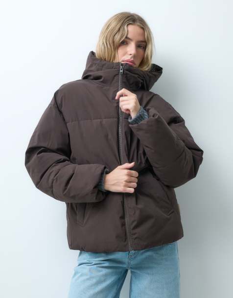 JJXX puffer jacket in brown - view 1