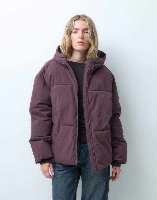 JJXX puffer jacket in burgundy, 4 of 4