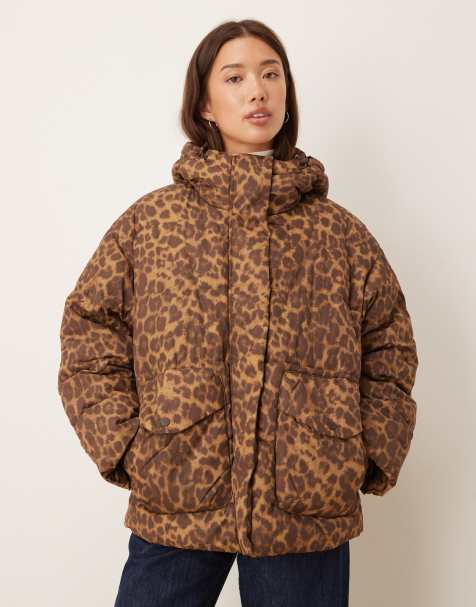 JJXX puffer jacket with leopard print in multi