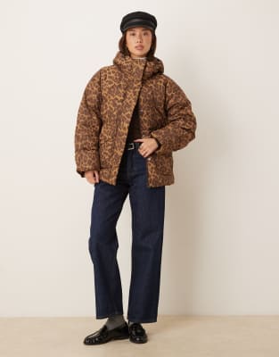 Jjxx Puffer Jacket With Leopard Print In Animal Print