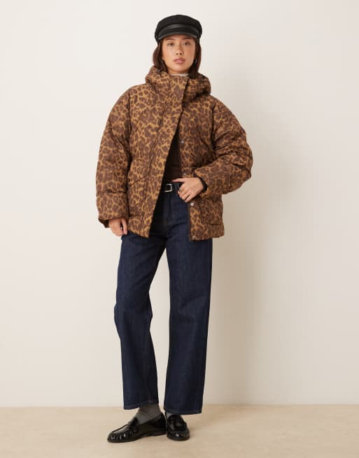 JJXX puffer jacket with leopard print in multi