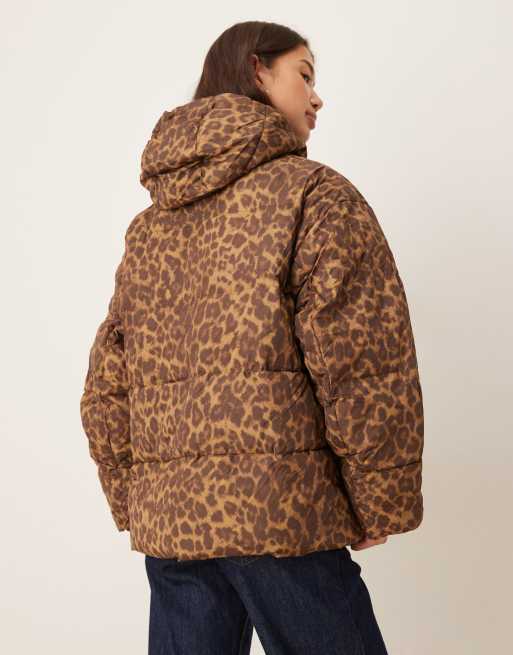 JJXX puffer jacket with leopard print in multi