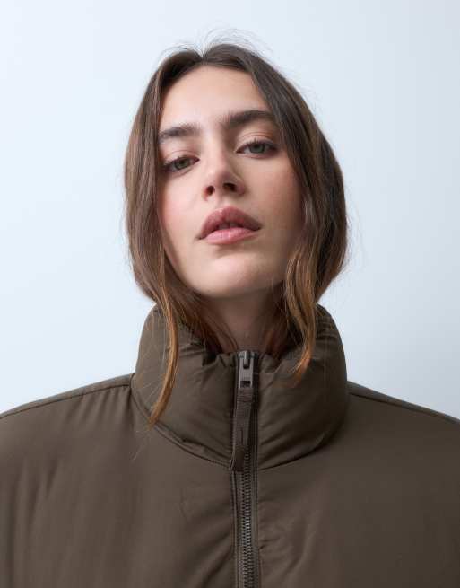 JJXX pufferjacka med hög krage i brunt, 2 av 4