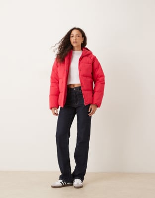 JJXX - Pufferjacke in Burgunderrot mit Kapuze