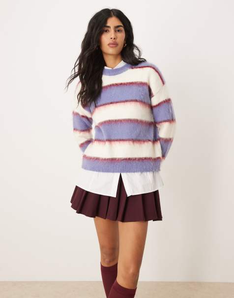 JJXX - Pull en maille à rayures - Crème et bleu - view 1