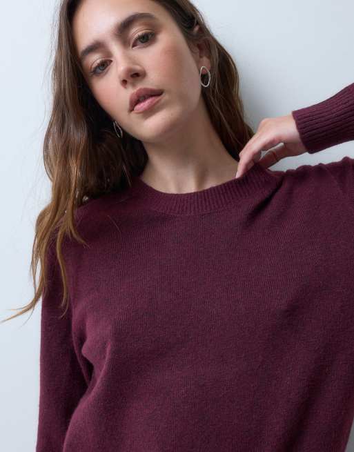JJXX pull en maille col rond bordeaux foncé, 3 de 4