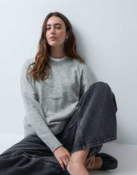 JJXX pull en maille col rond gris clair - view 1