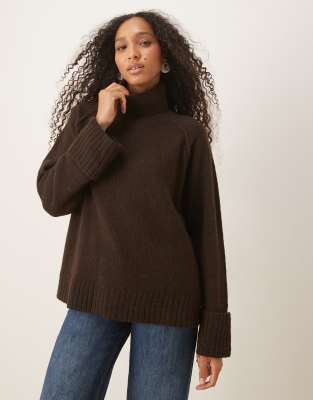 JJXX - Pull oversize à col roulé - Marron-Brown