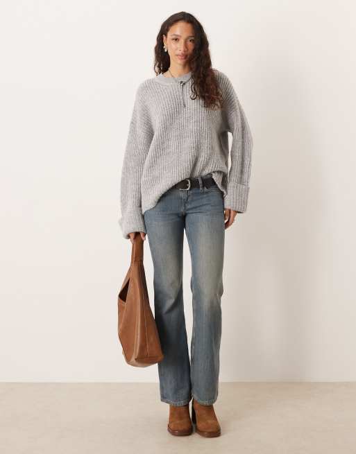 JJXX - Pull oversize en maille à manches retroussées - Gris clair, 3 de 4