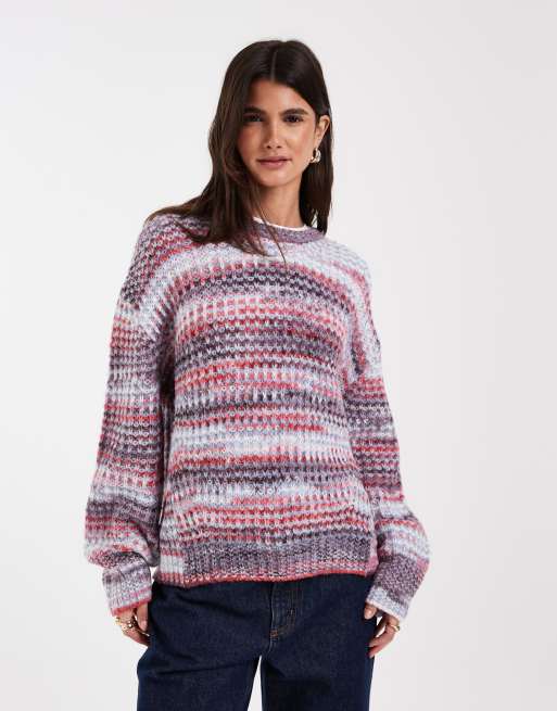 JJXX pull ras de cou space dye rose et violet, 3 de 4