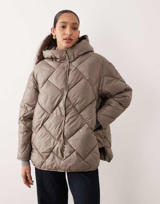 JJXX quilted hooded jacket in olive green | ASOS