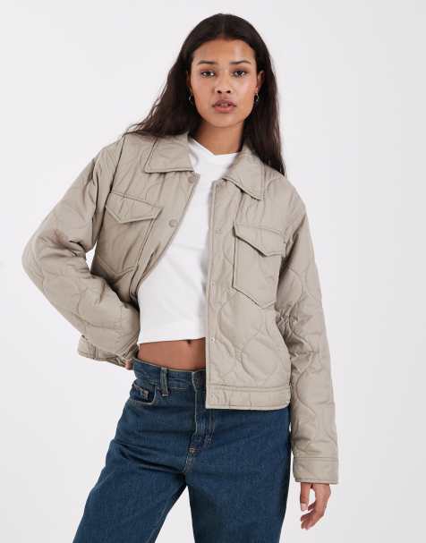 JJXX quilted jacket in khaki - view 1