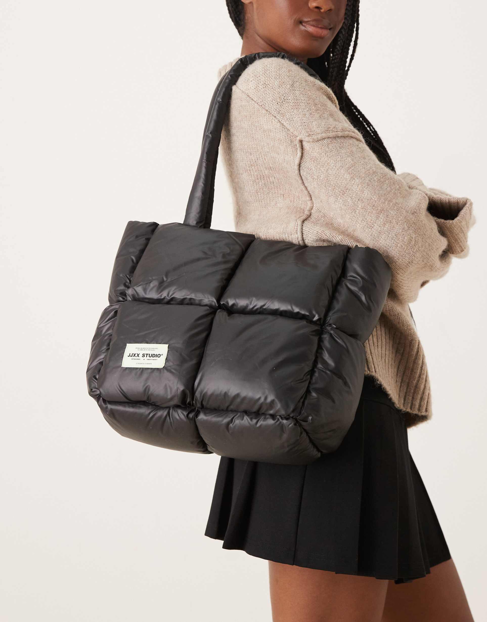 jjxx quilted tote bag in black