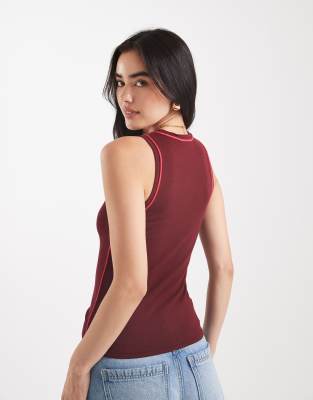 Jjxx Racer Neck Knit Tank Top With Seam Detailing In Red